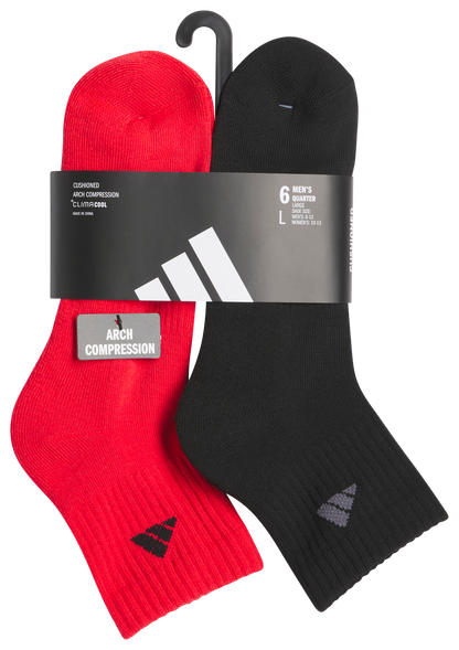 adidas Men's Athletic Cushioned 6-Pack Quarter Sock