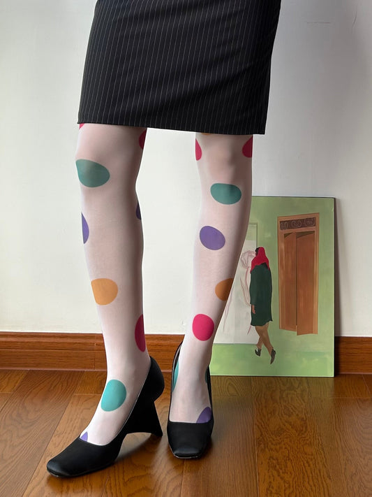 Multicolor Polka Dots Print Tights