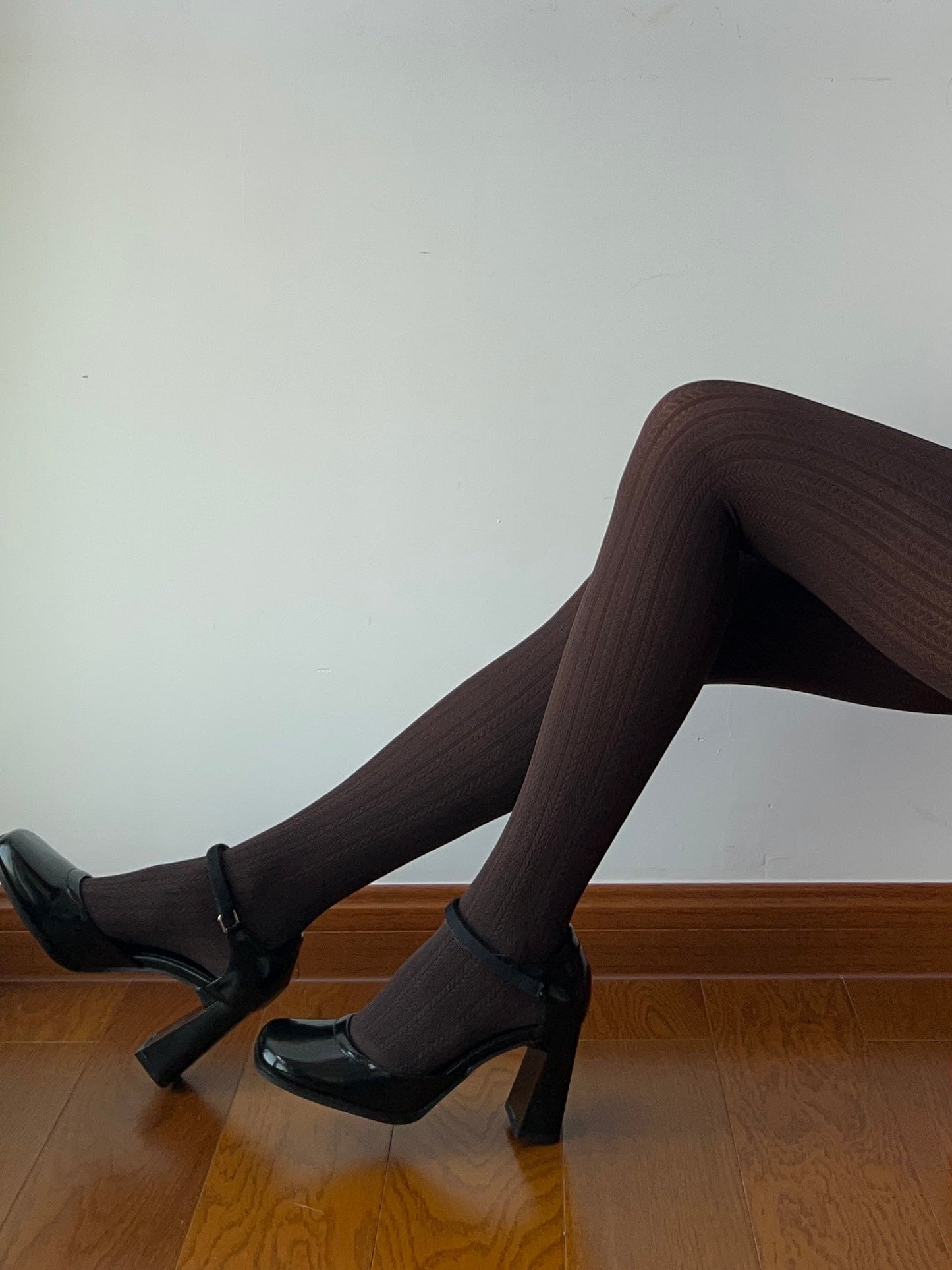 Coffee Cable Pattern Textured Tights