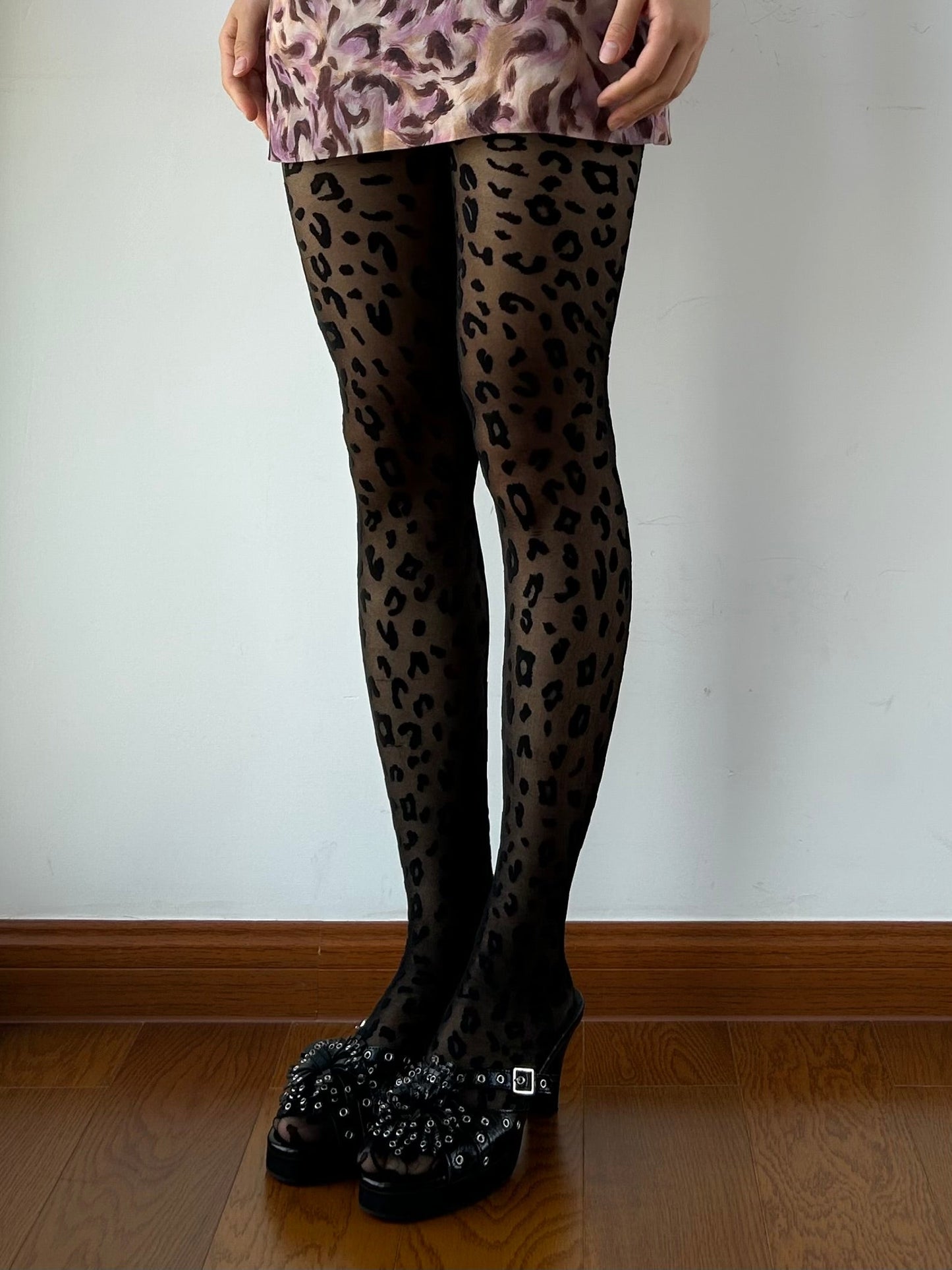 Black Leopard Sheer Tights