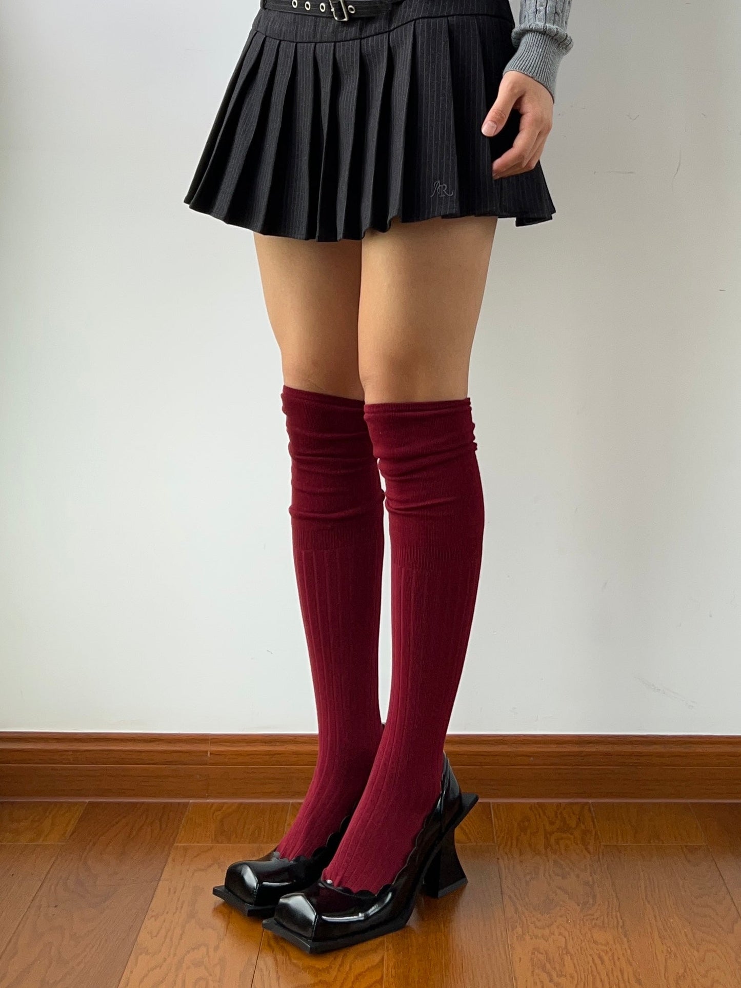 Red Cotton Over the Knee Socks