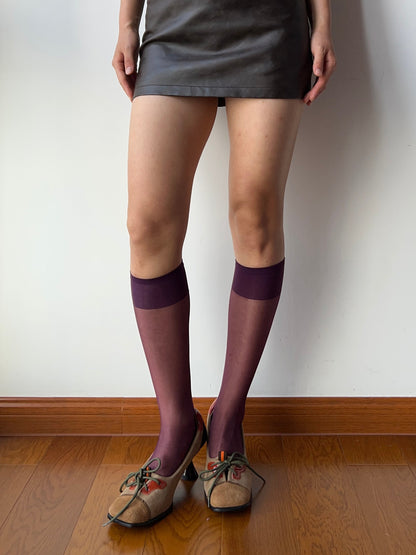 Dark Purple Sheer Knee High Socks