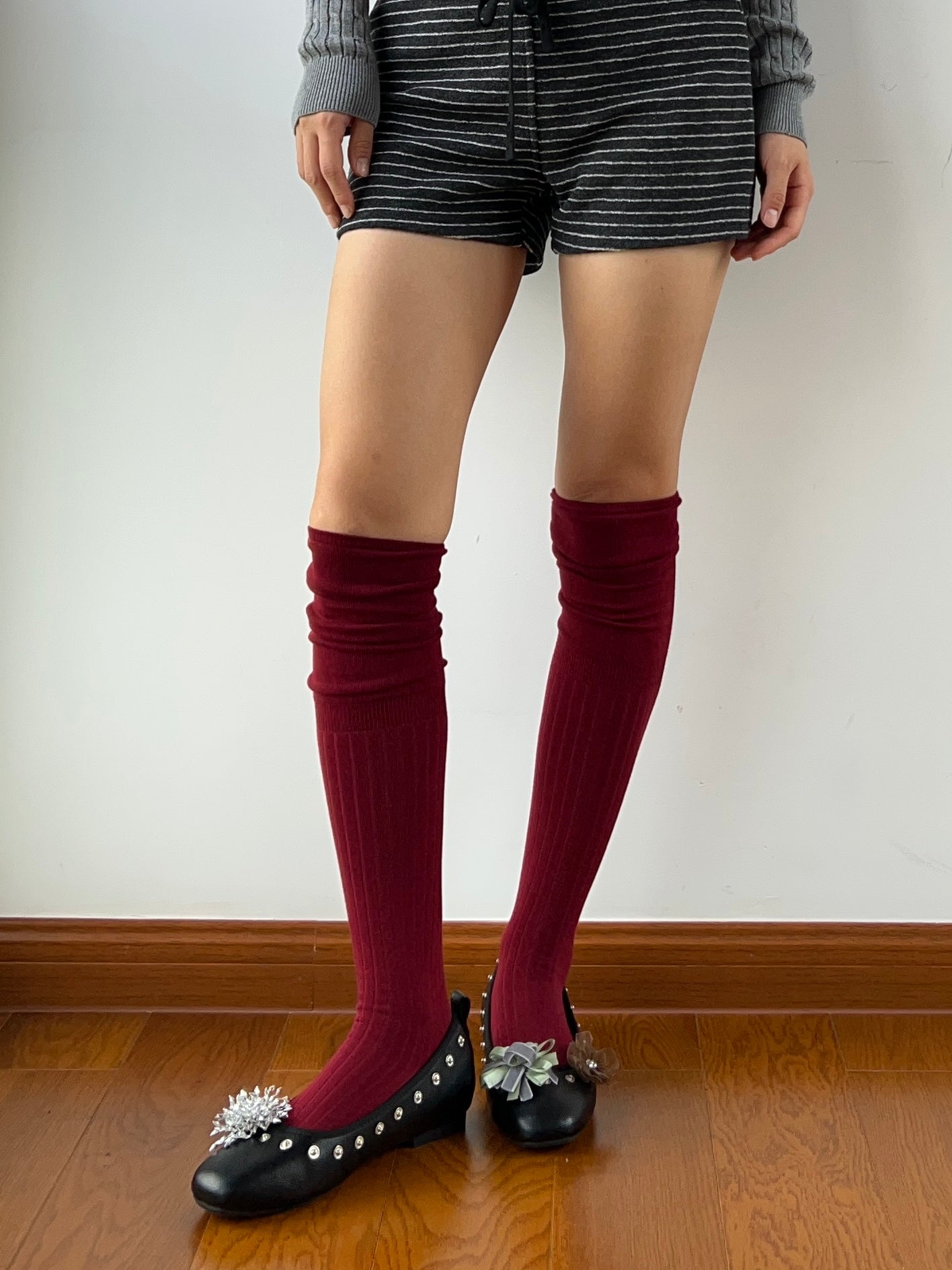Red Cotton Over the Knee Socks
