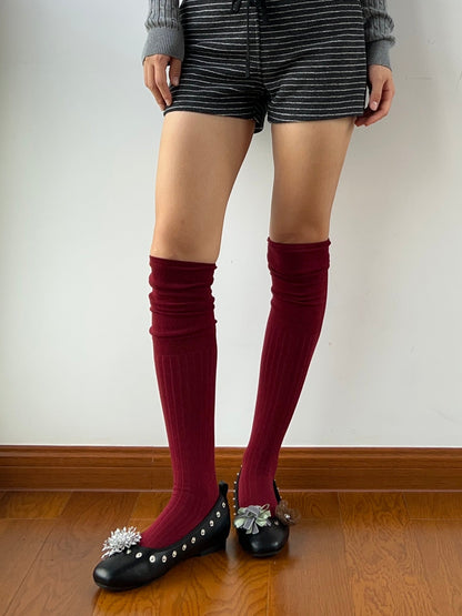 Red Cotton Over the Knee Socks