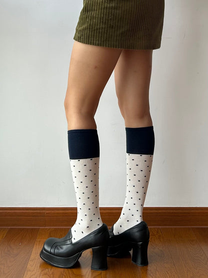 White Polka Dots Knee High Socks