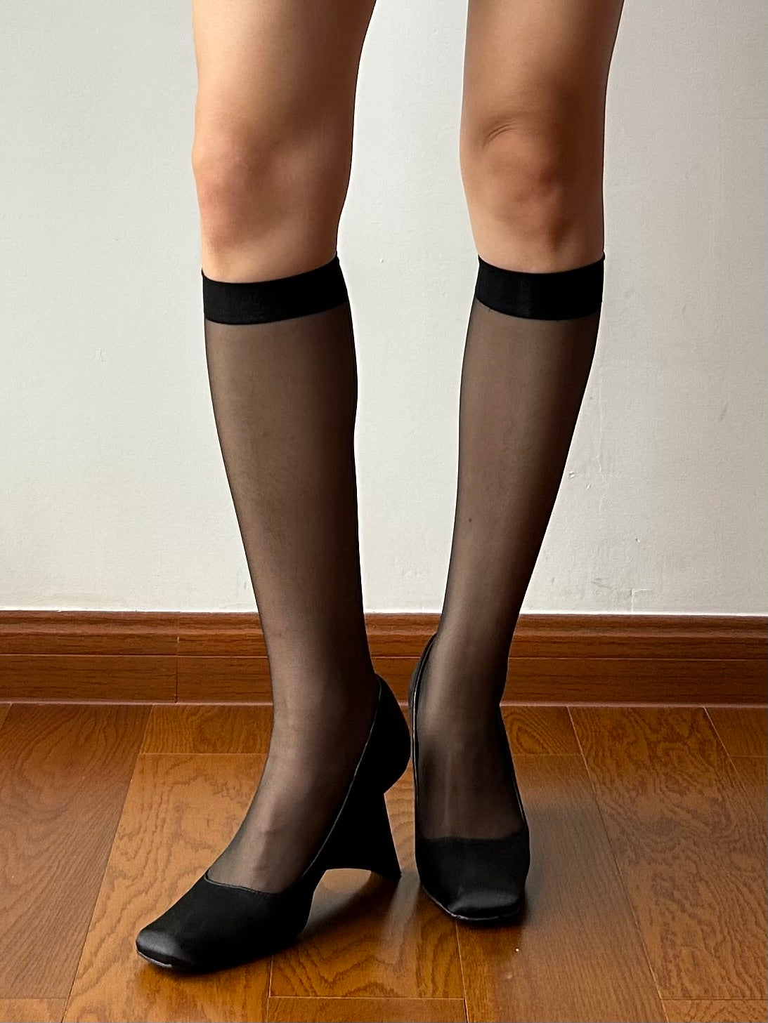 Black Sheer Knee High Socks