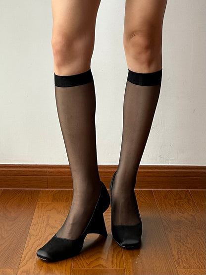 Black Sheer Knee High Socks