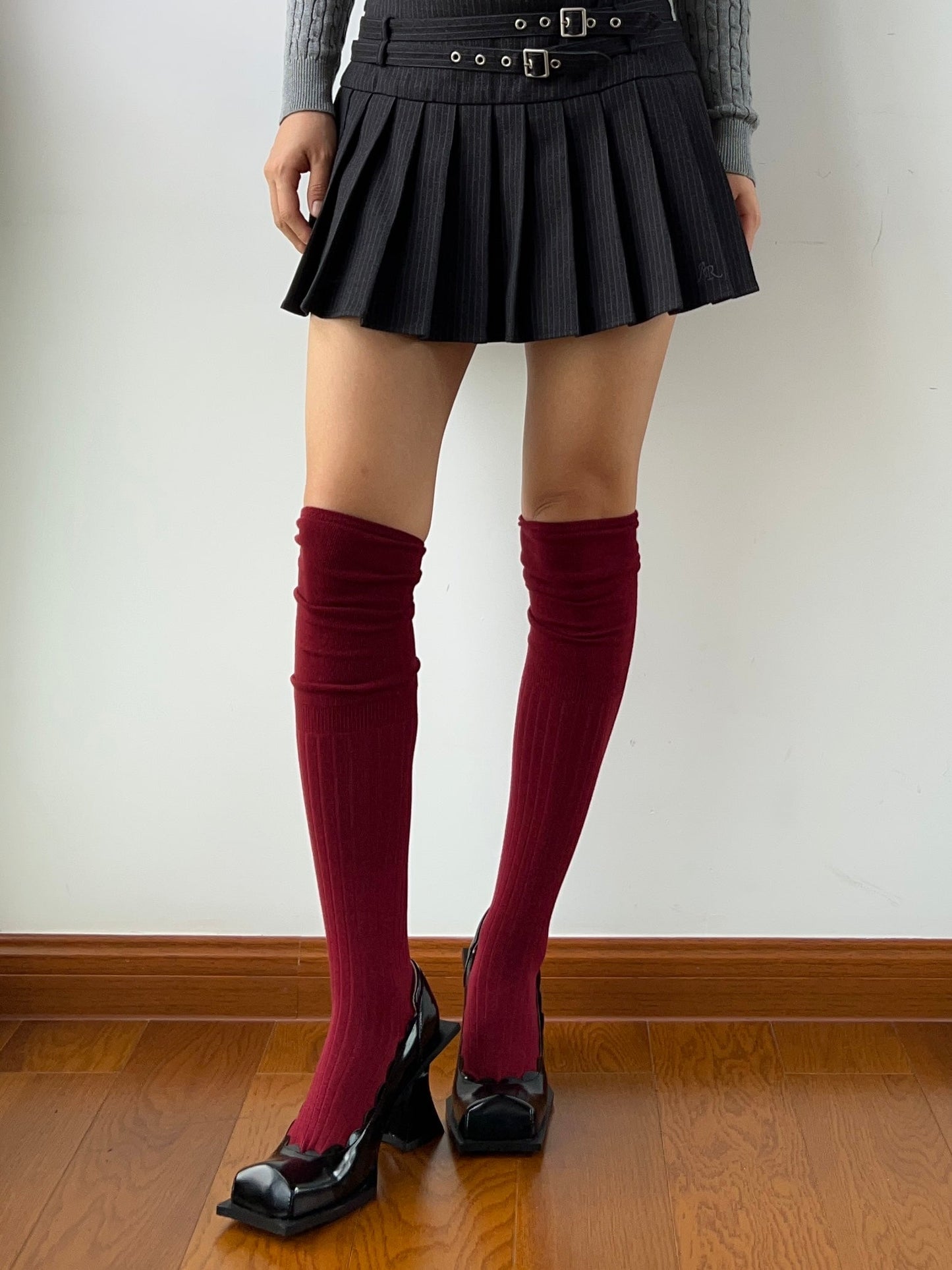 Red Cotton Over the Knee Socks