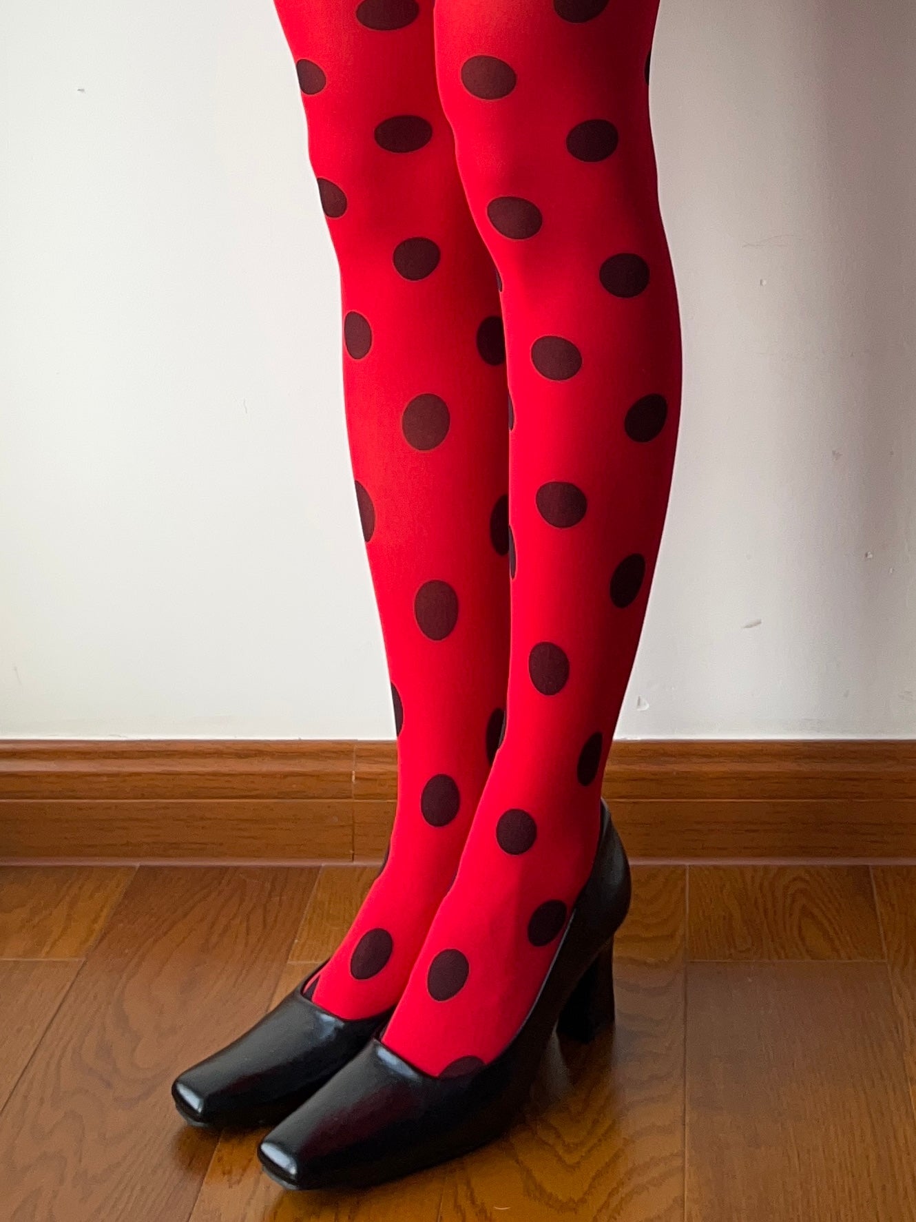 Red Polka Dots Print Tights