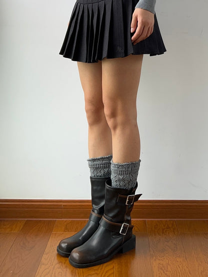 Smokey Grey Wool Blend Knee High Socks