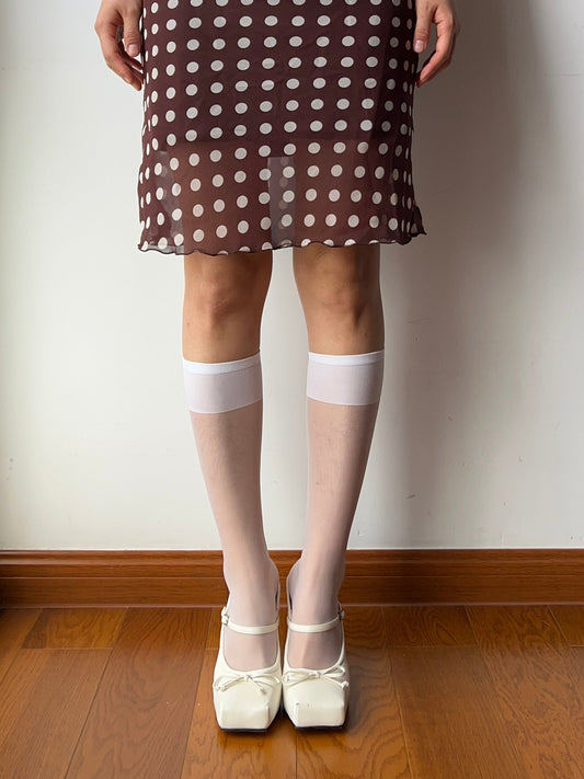 White Sheer Knee High Socks