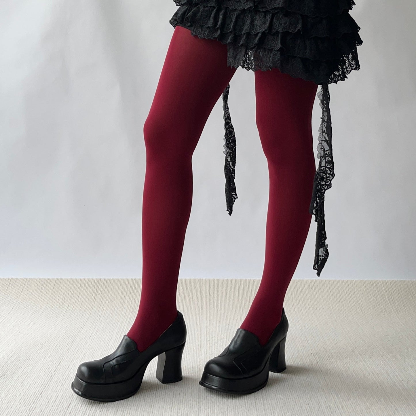 Burgundy Velvet Tights