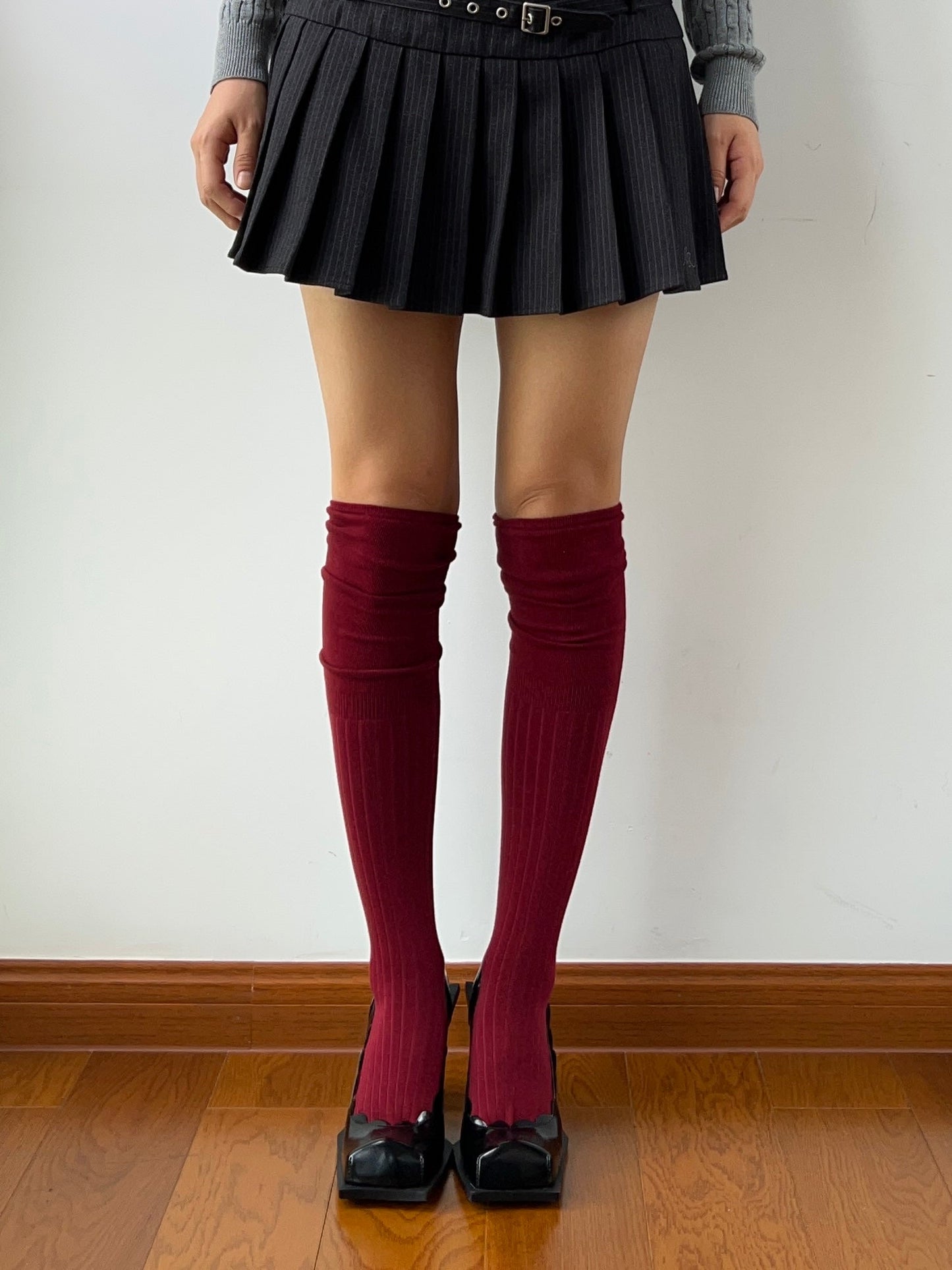 Red Cotton Over the Knee Socks
