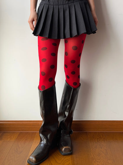 Red Polka Dots Print Tights