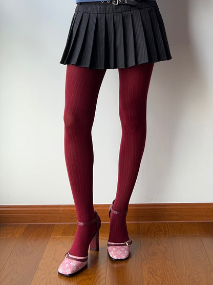 Fiery Red Cotton Tights