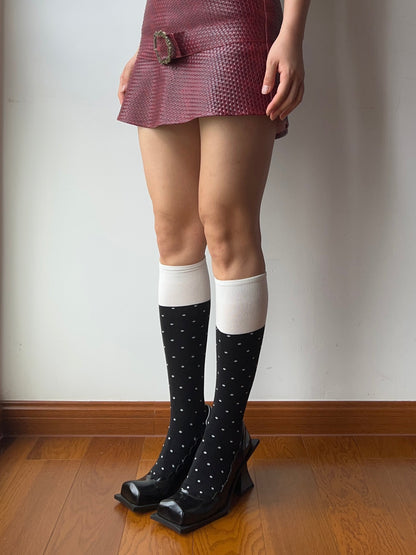 Black Polka Dots Knee High Socks