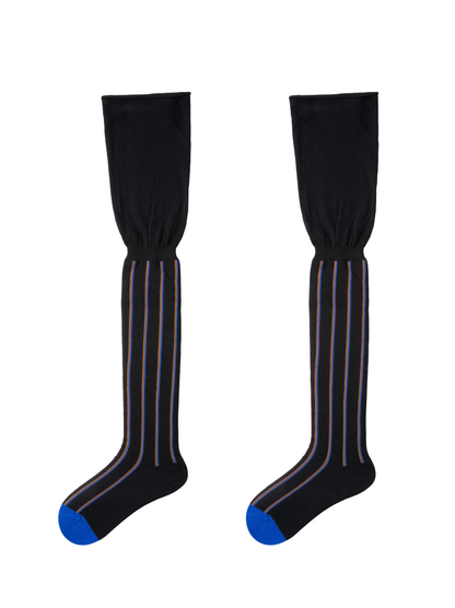 Black Stripe Cotton Over the Knee Socks