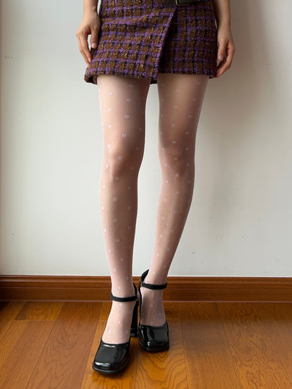 Light Purple Polka Dots Sheer Tights