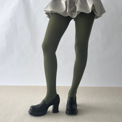 Reseda Green Velvet Tights