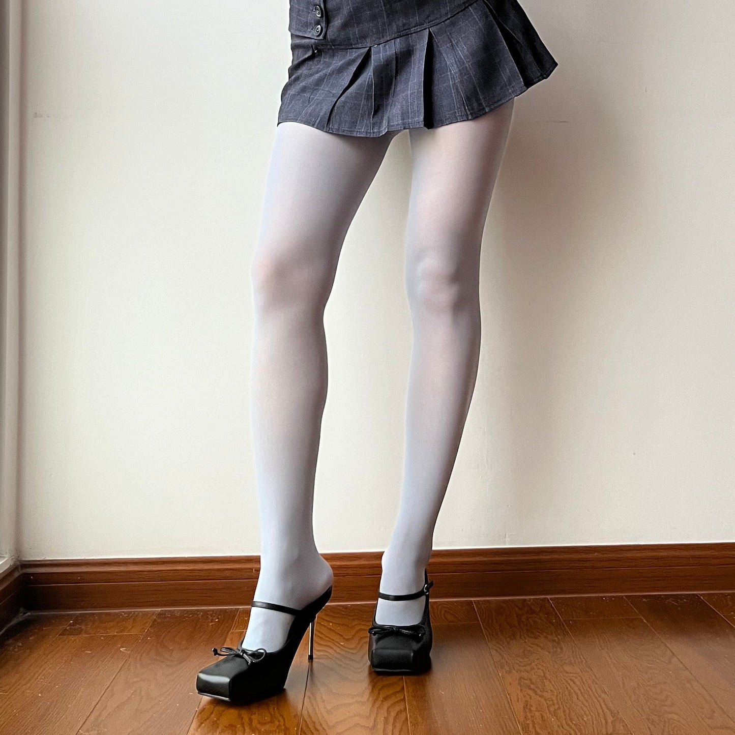 Smoky Blue Velvet Tights