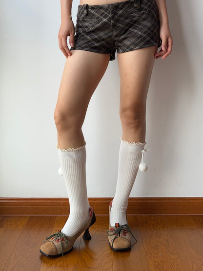 White Ball Deco Knee High Socks