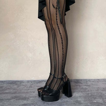 Black Stripe Sheer Tights