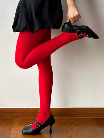 True Red Velvet Tights