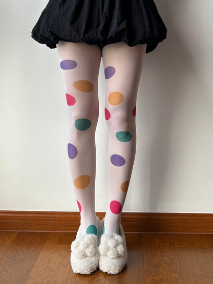 Multicolor Polka Dots Print Tights