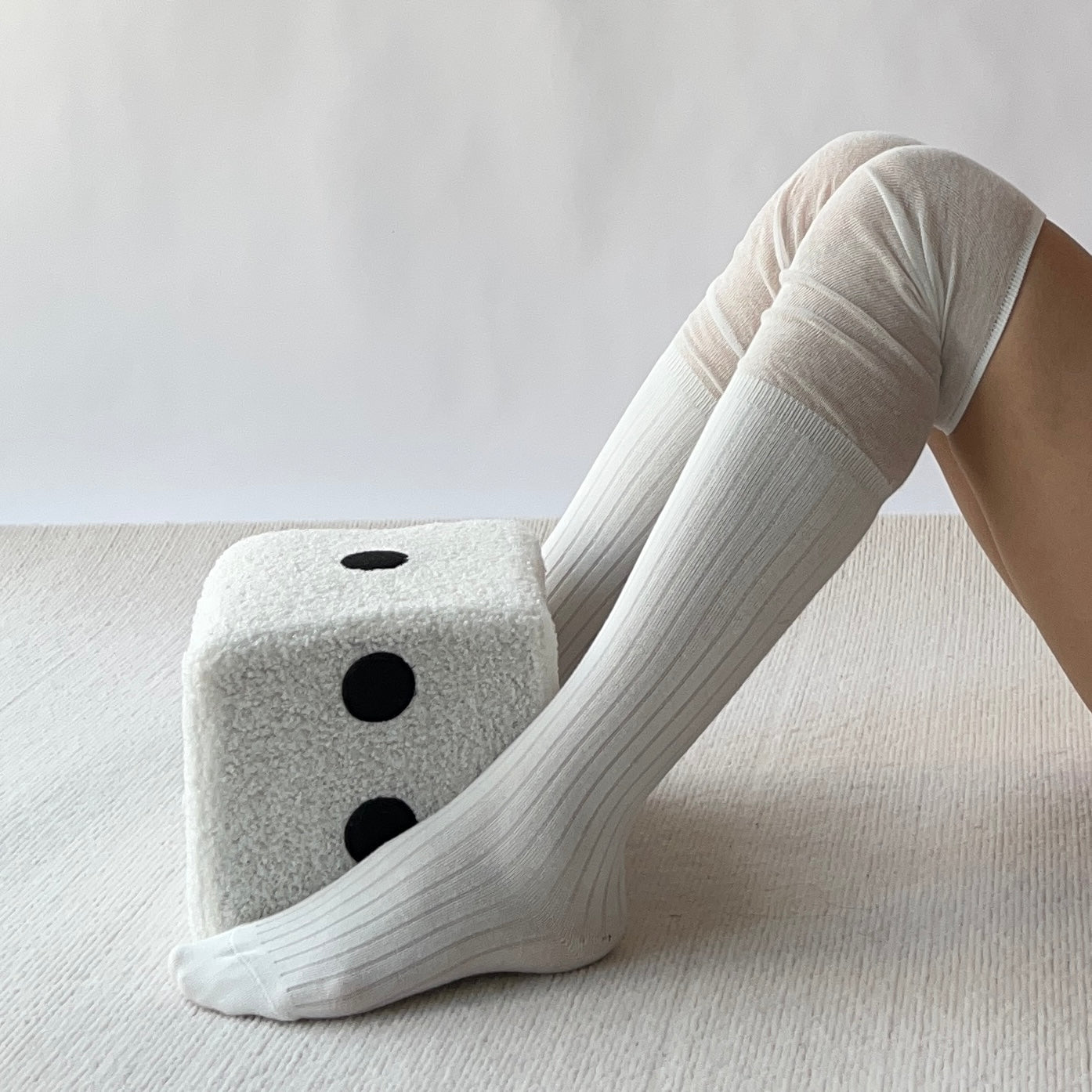 White Cotton Overt the Knee Socks