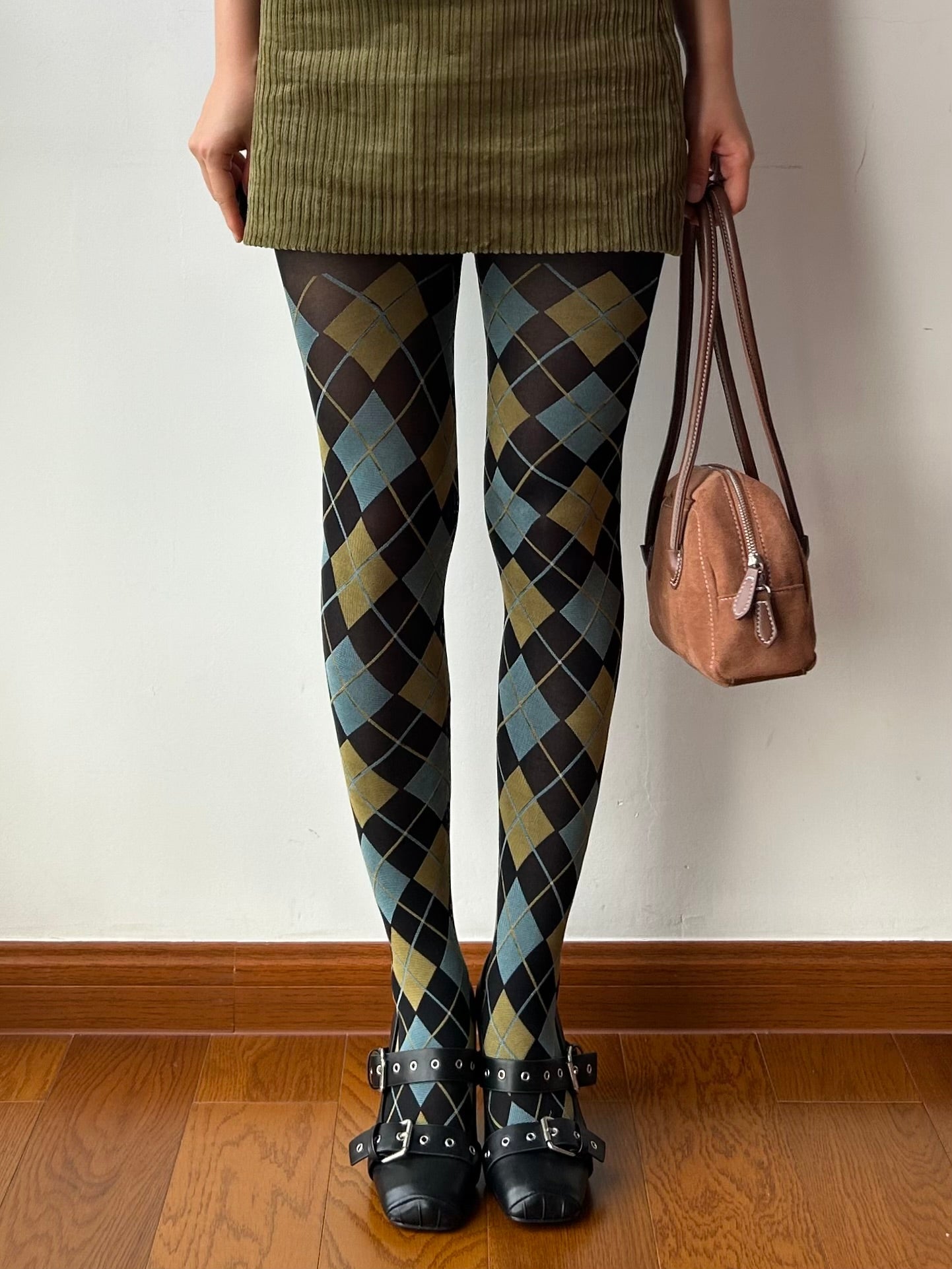Vintage Style Check Pattern Tights