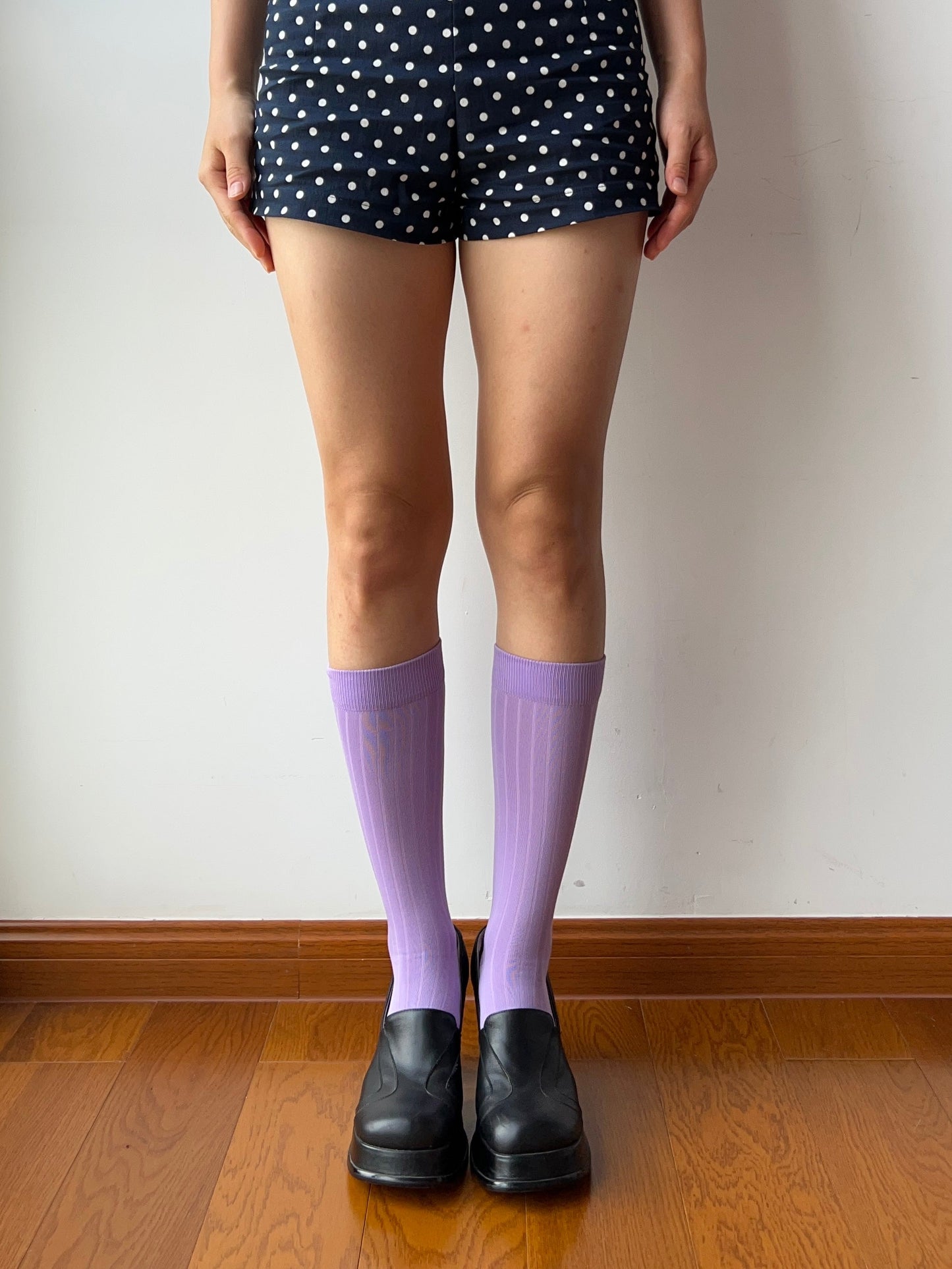Purple Cotton Knee High Socks