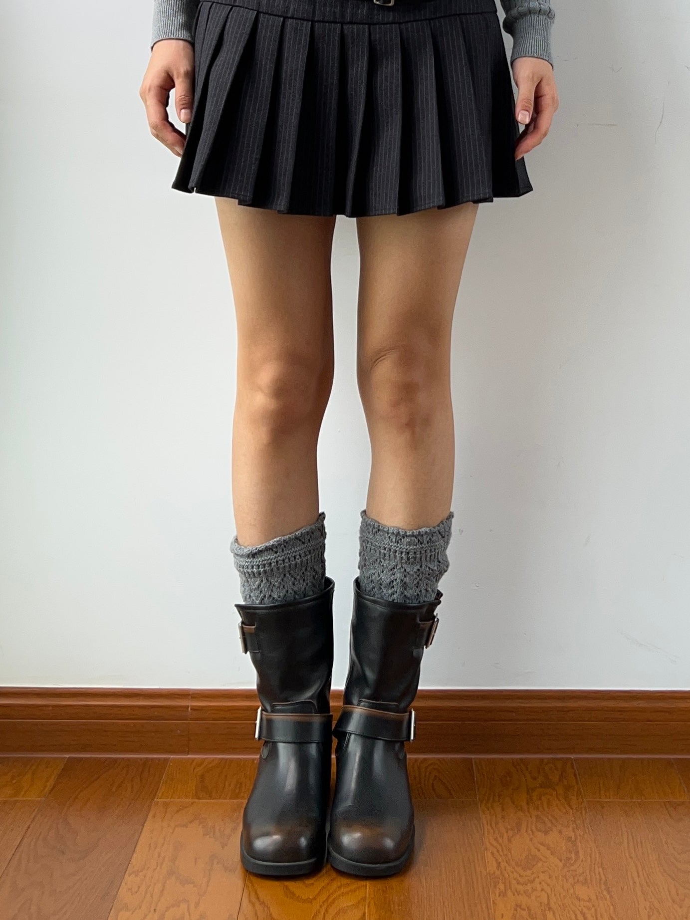 Smokey Grey Wool Blend Knee High Socks