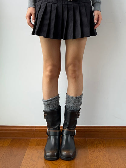 Smokey Grey Wool Blend Knee High Socks