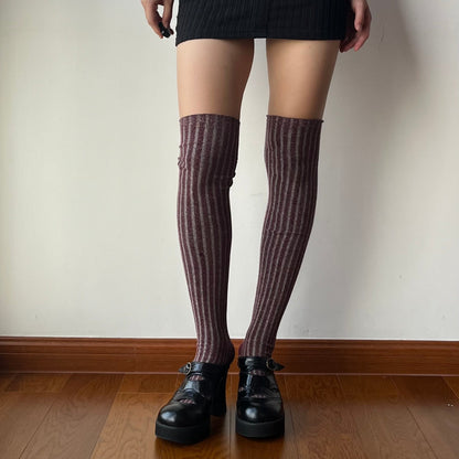 Red Stripe Over the Knee Socks