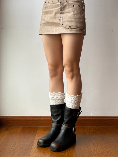 Beige Wool Blend Knee High Socks