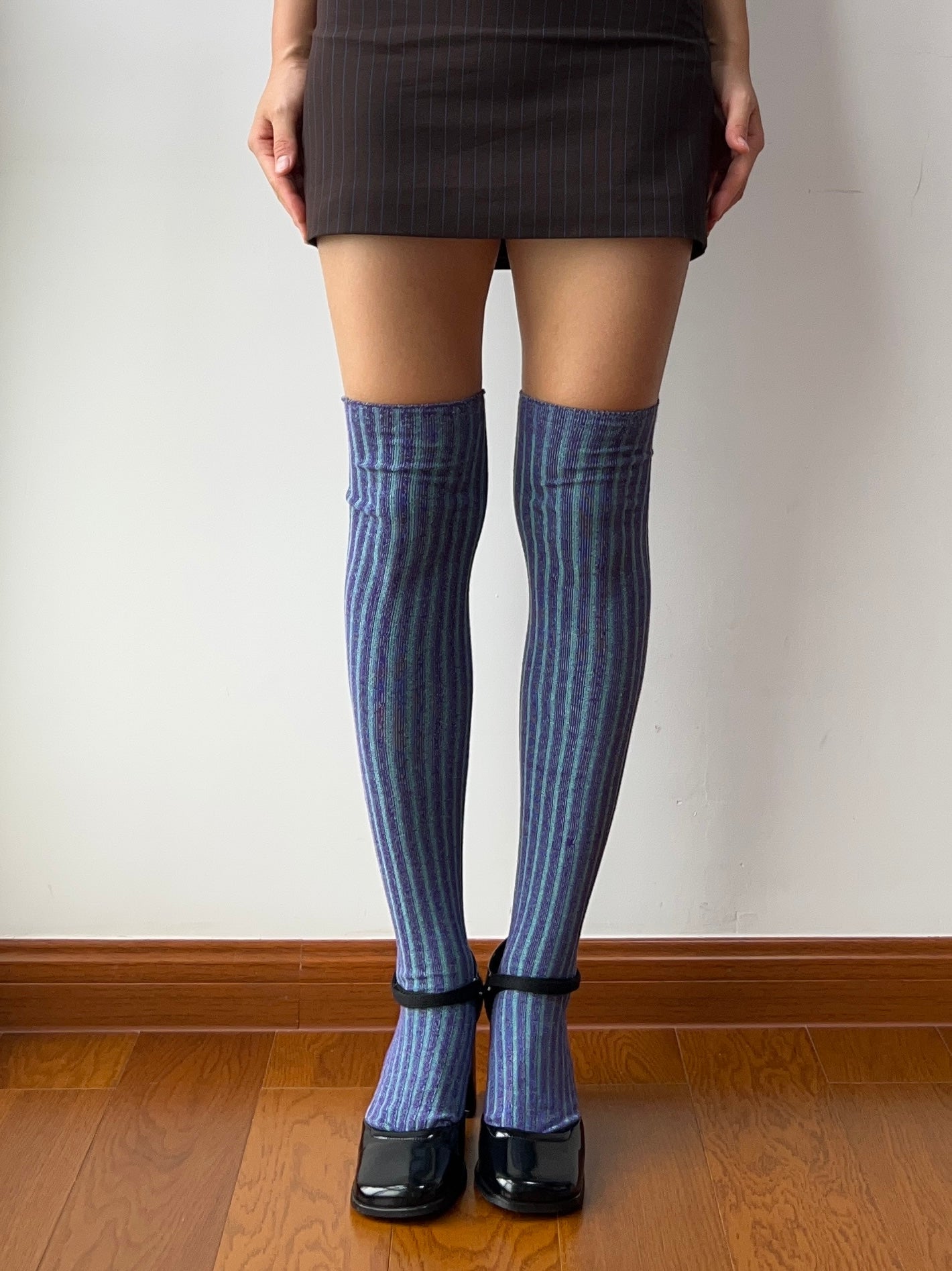 Purple Knitted Over the Knee Socks