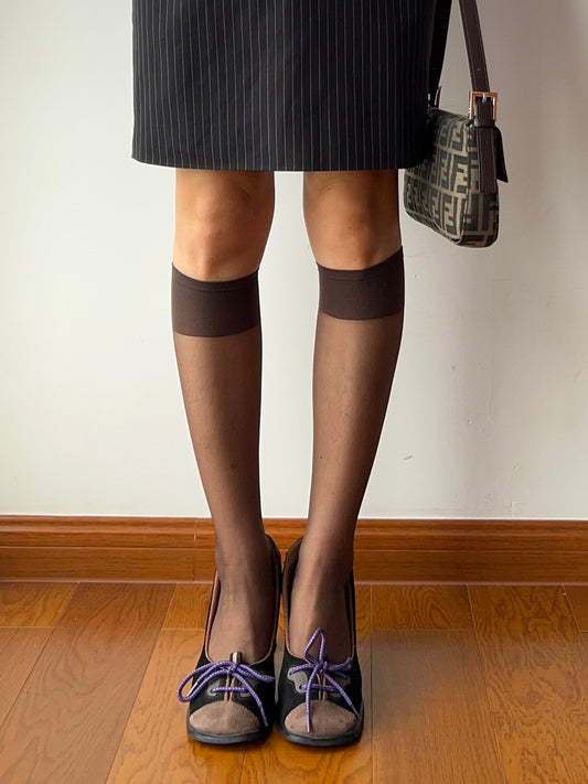 Coffee Sheer Knee High Socks