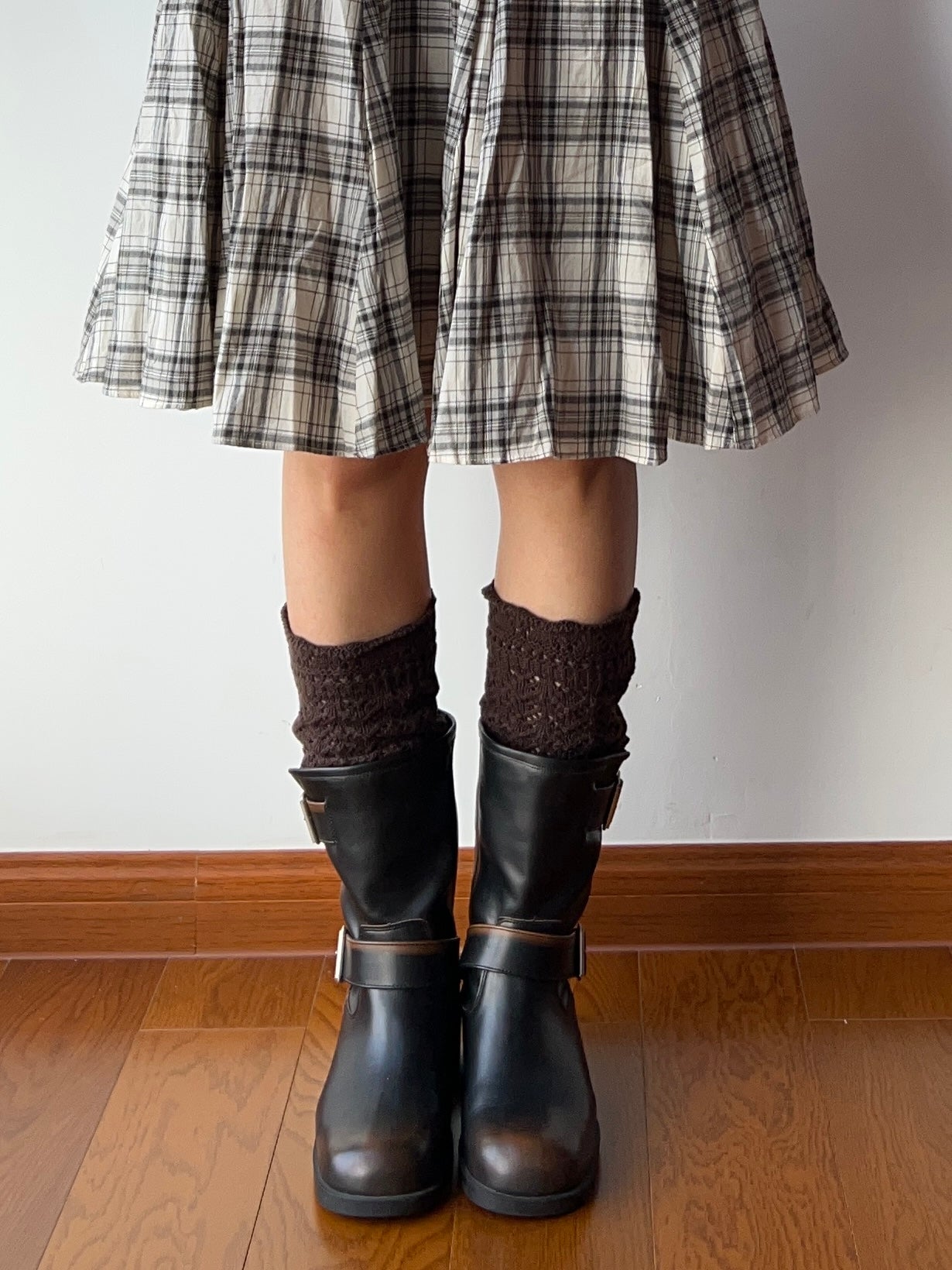 Coffee Wool Blend Knee High Socks