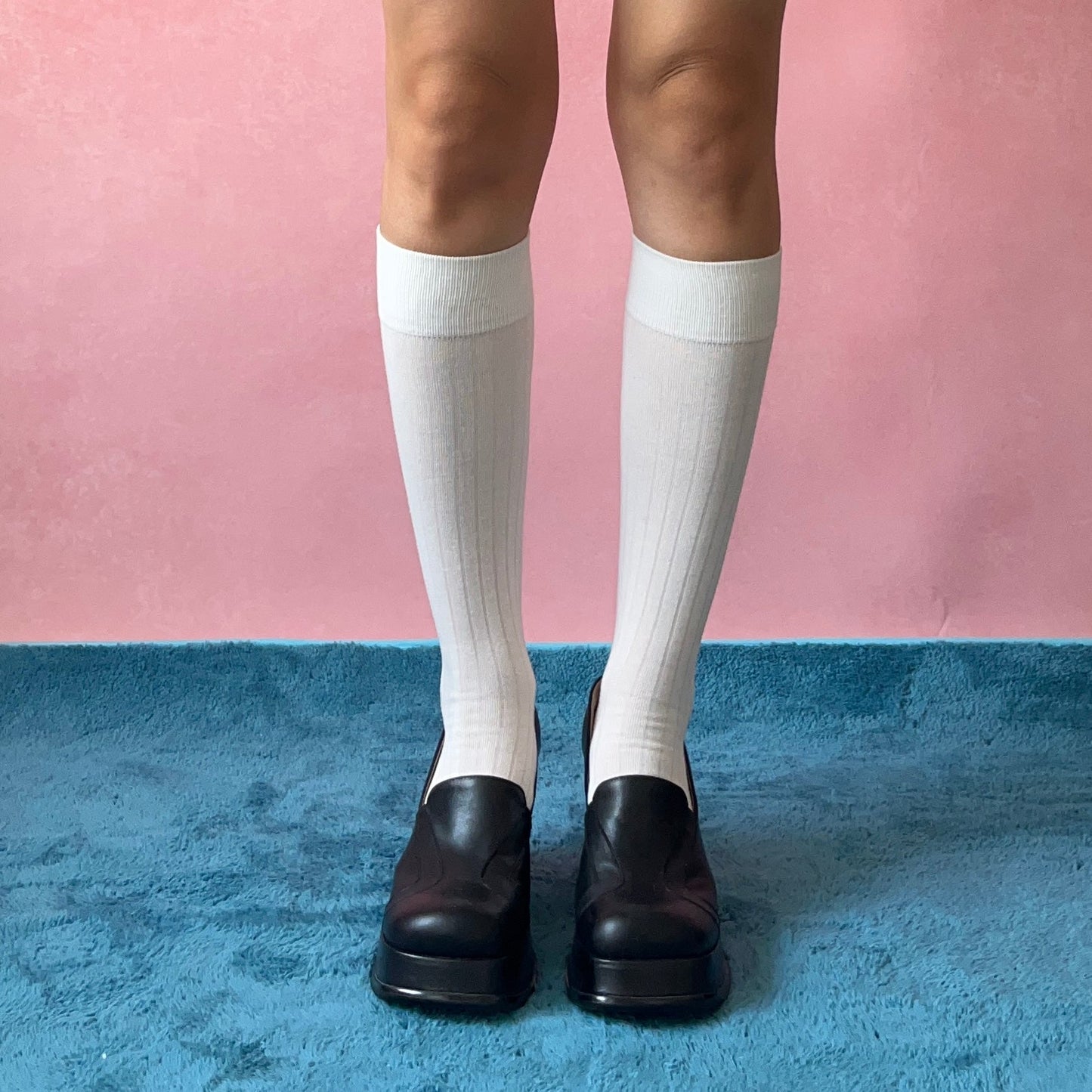 White Cotton Knee High Socks