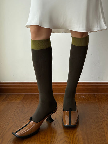 Brown Stripe Compression Knee High Socks