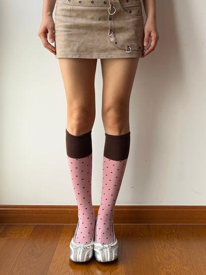 Pink Polka Dots Knee High Socks