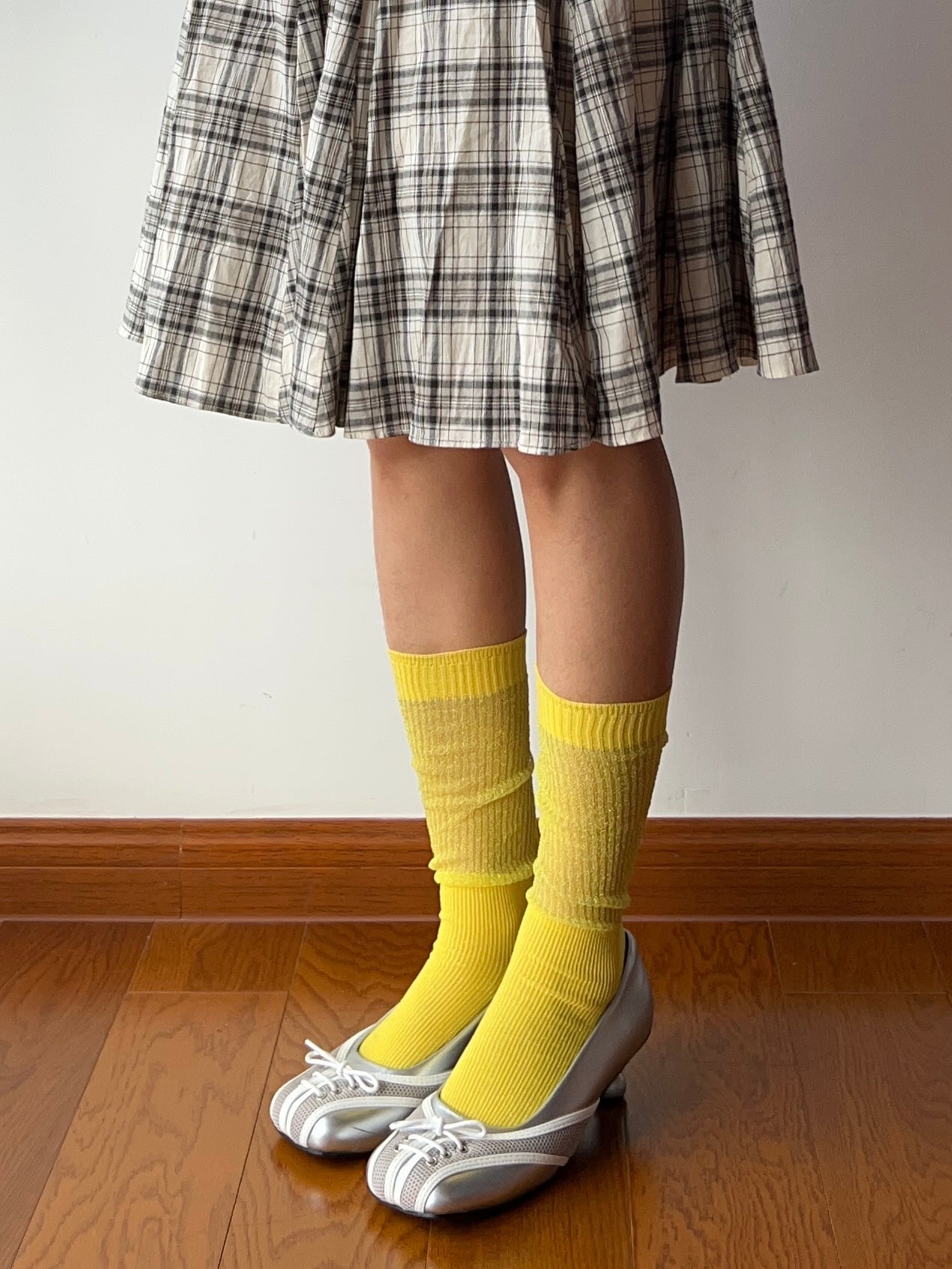 Yellow Shimmery Knee High Socks