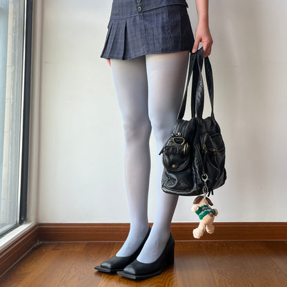 Smoky Blue Velvet Tights