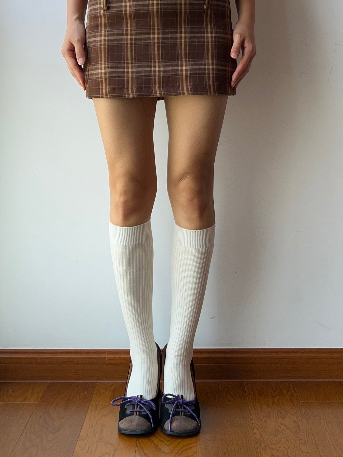 White Wool Blend Knee High Socks