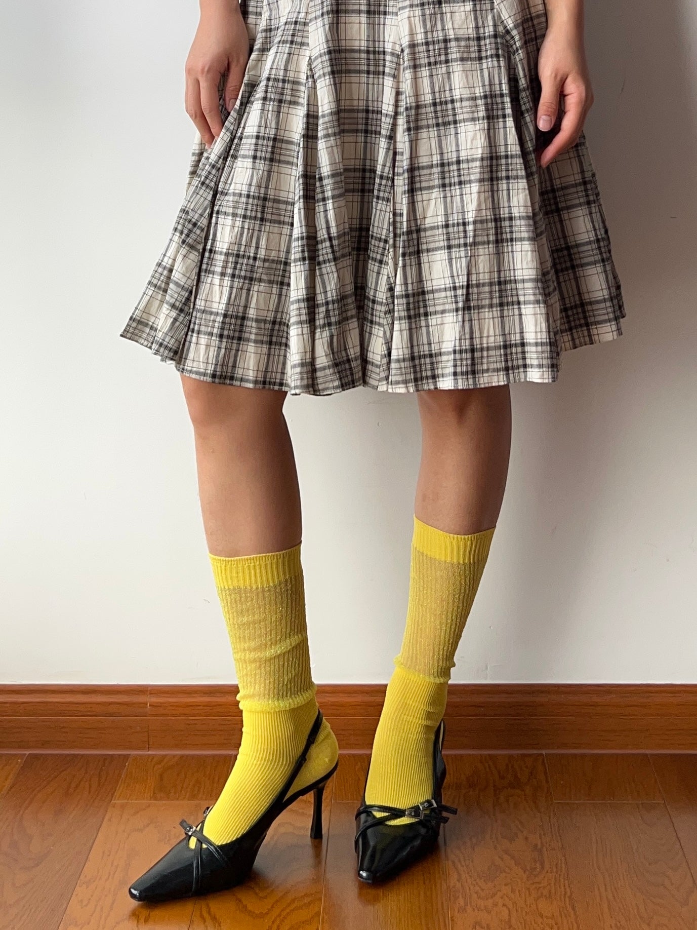 Yellow Shimmery Knee High Socks