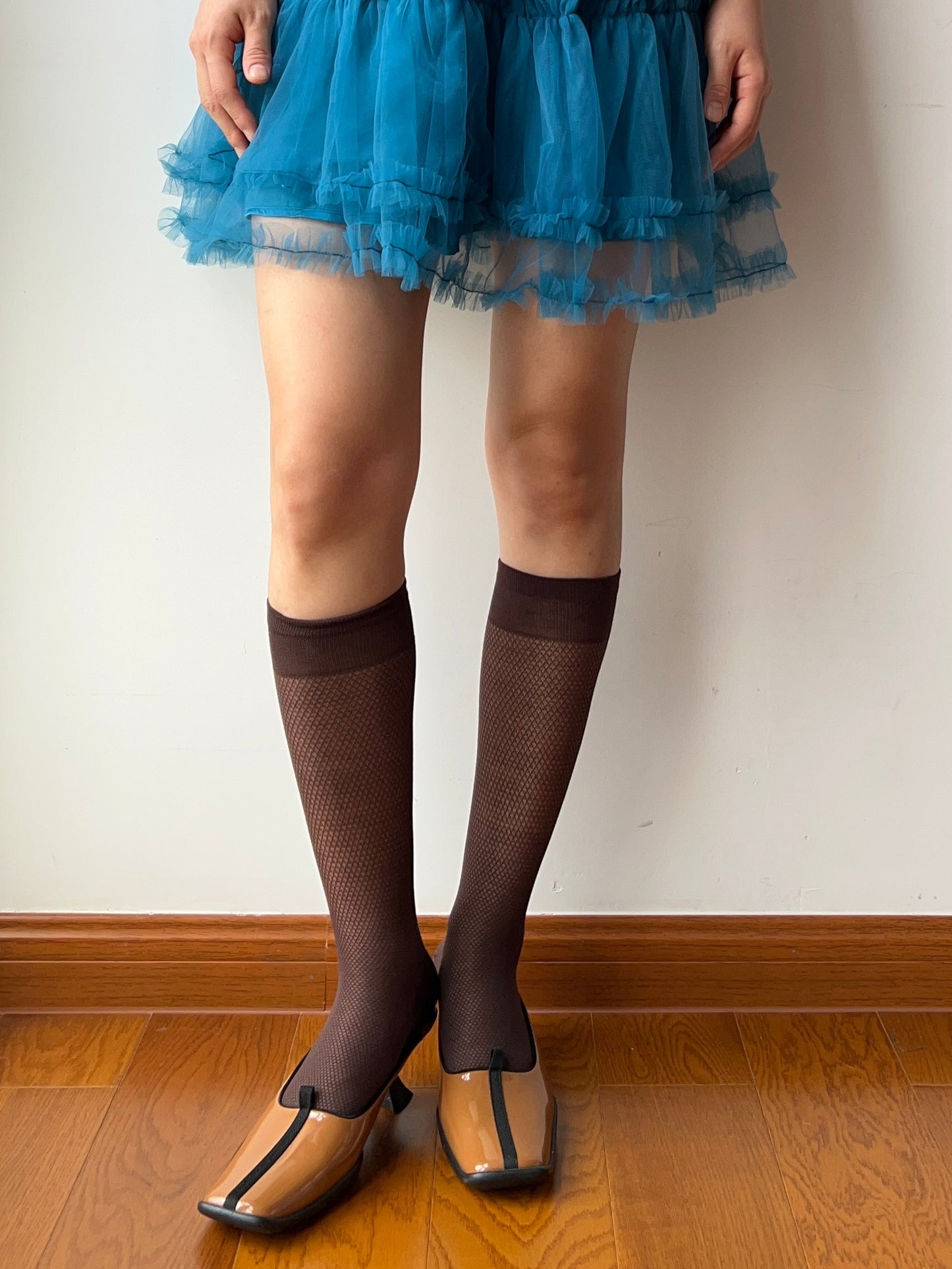 Coffee 240N Wool Blend Knee High Socks