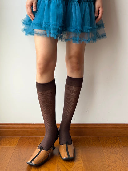 Coffee 240N Wool Blend Knee High Socks