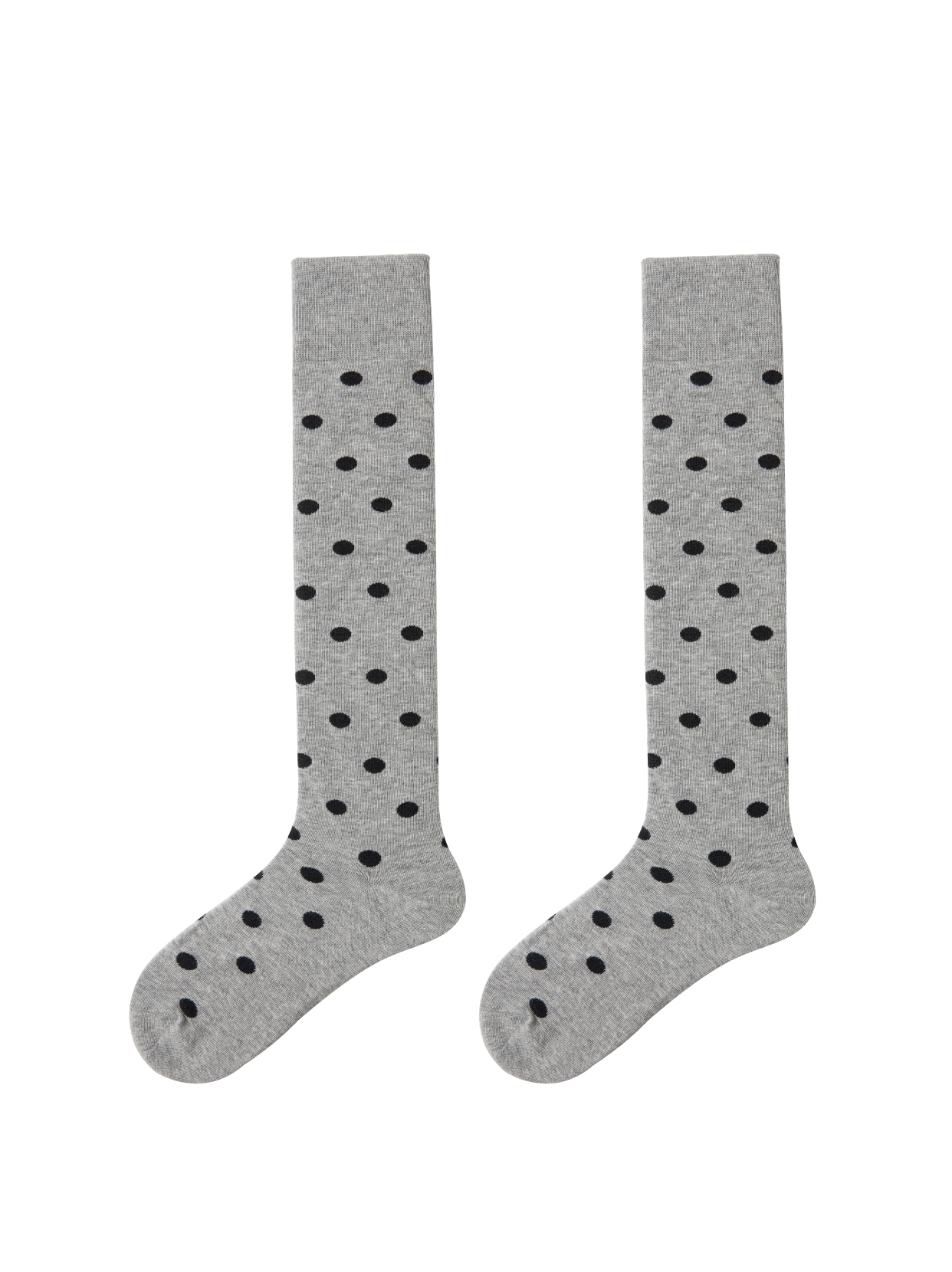 Gray Polka Dots Cotton Knee High Socks