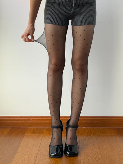 Black Polka Dots Sheer Tights