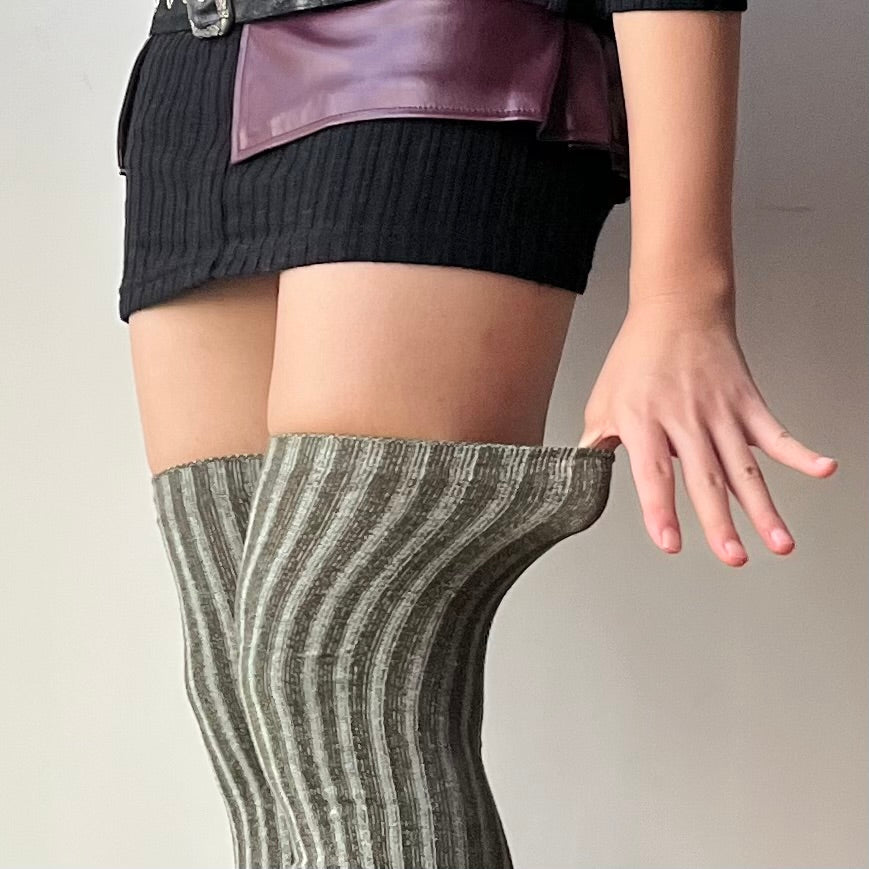 Green Knitted Over the Knee Socks